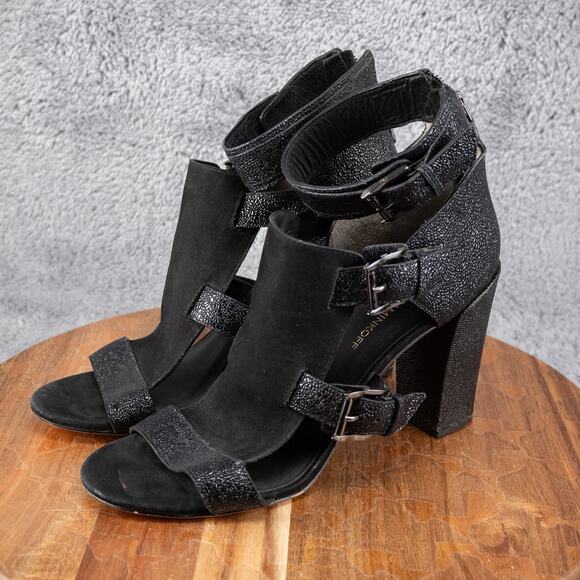 Rebecca Minkoff Black Metallic Sky Heeled Sandals Size 10 M - Picture 3 of 6